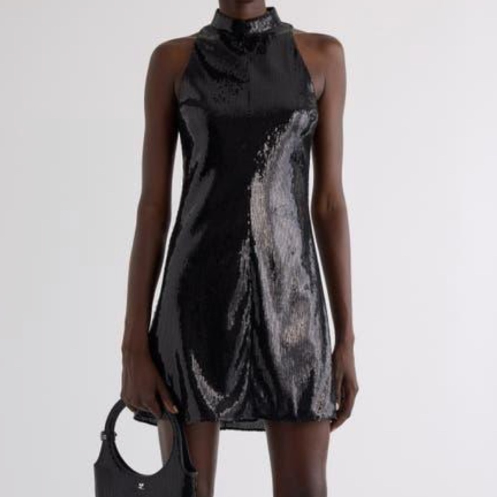 Courreges (NWT $2,200) Heritage Sequin Mock Neck Mini Dress Sz 4